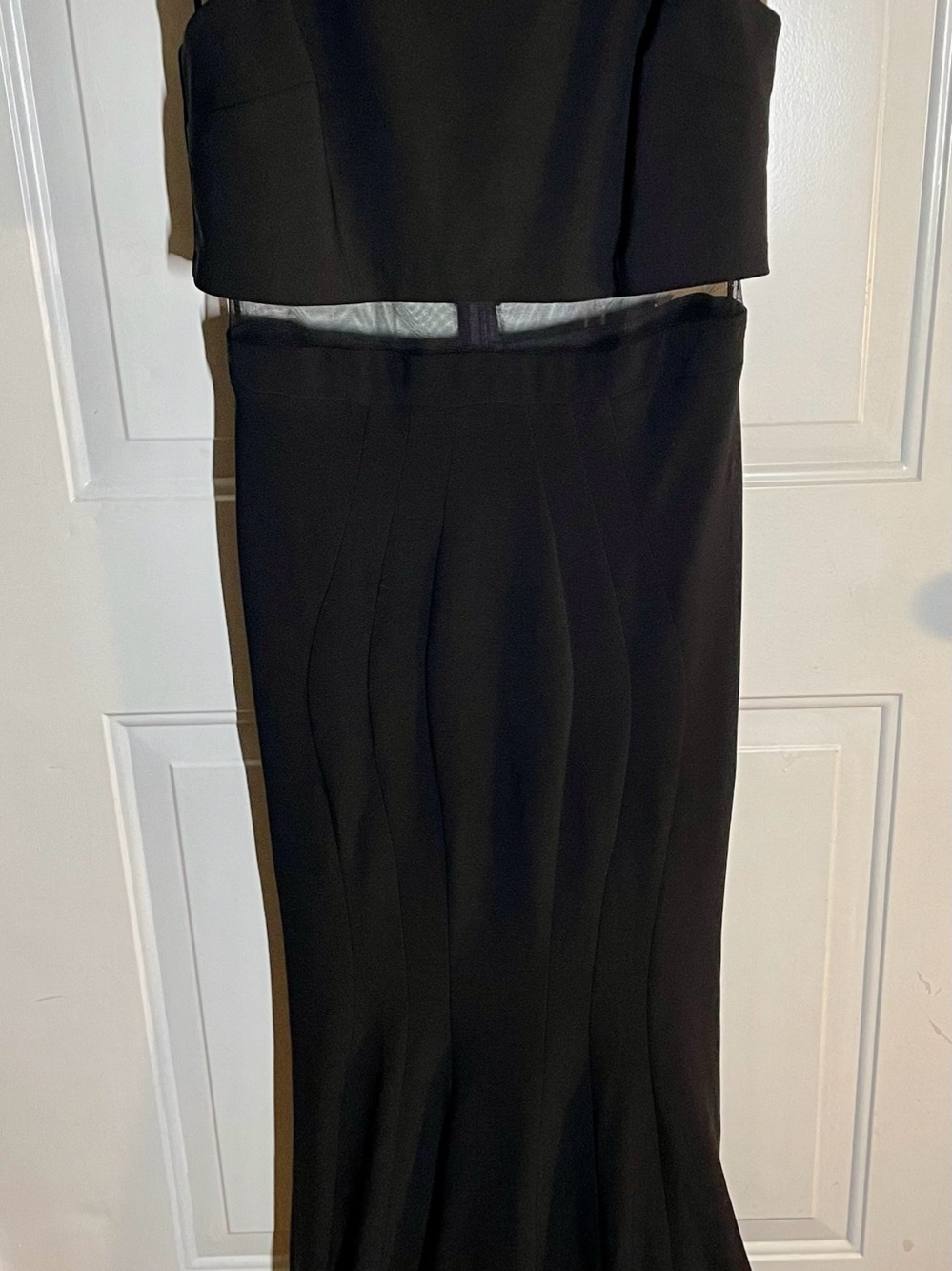Betsy & Adam Black Illusion Cutout Mermaid Formal Gown Dress Size 12